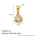 Pendentif en acier inoxydable, zircone champagne, design triangle géométrique, doré, 19.2mm. - Champagne Juin