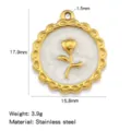 Stainless steel gold rose flower pendant enamel charm diy necklace jewelry accessory - Rose (HP0274G01) / White