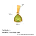 Pendentif triangulaire géométrique en acier inoxydable avec cristal vert, dimensions et poids. - Août Péridot