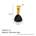 Pendentif triangle géométrique en acier inoxydable avec dimensions et spécifications de poids. - Noir Septembre