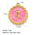 Stainless steel gold rose enamel pendant charm for DIY handmade jewelry necklace earrings - Rose (HP0274G03) / Rose Red