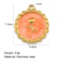 Stainless steel rose flower enamel pendant charm for DIY handmade jewelry necklace making - Rose (HP0274G04) / Orange