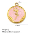 Stainless steel tulip pendant diy necklace charm pink enamel gold tone jewelry accessory 17.9mm - 1 Piece / Pink (HP0273G02)