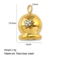 Ciondolo a campana in acciaio inossidabile con strass brillanti per accessori fai da te. - Stile Campana Strass Pentagramma (HP0275G03)