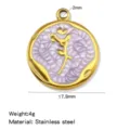 Stainless steel tulip pendant 17.9mm gold DIY necklace jewelry charm 4g accessory - 1 Piece / Purple (HP0273G05)