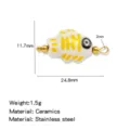 Colgante de pez de cerámica hecho a mano acero inoxidable 304 accesorio de joyería - Precio por unidad / Pez a Cuadros Pintados (HP0261G03)