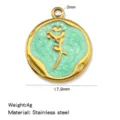 Stainless steel tulip pendant DIY necklace accessory green enamel charm for handmade jewelry making - 1 Piece / Green (HP0273G06)
