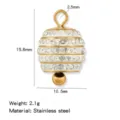 Ciondolo Campanello in Acciaio Inossidabile Strass Smalto DIY Collana Orecchino Accessorio - Stile Campana Fiore Bianco Smaltato (HP0275G05)