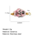 Colgante de Pez de Cerámica y Acero Inoxidable Componente para Joyería DIY Collar - Precio por unidad / Pez con Líneas Rosa y Morado (HP0261G04)