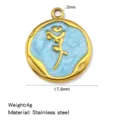 Stainless steel blue enamel tulip pendant charm diy necklace jewelry making accessories 17.9mm - 1 Piece / Blue (HP0273G07)