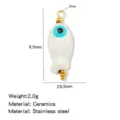 Ceramic Fish Pendant Evil Eye Bead Stainless Steel Jewelry Making DIY Component White Gold - Fish Shape (HP0257G01) / Fish - White