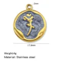 Stainless steel tulip pendant diy necklace charm blue grey oil drop jewelry making accessory - 1 Piece / Black (HP0273G08)