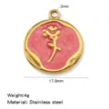 Stainless steel pink tulip pendant charm for DIY necklaces, bracelets and handmade jewelry making. - 1 Piece / Red (HP0273G09)