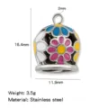 Ciondolo campana fiore smalto colorato in acciaio inox accessorio gioielli DIY 16.4mm - Stile Campana Fiore Smaltato Colorato (HP0275S06)