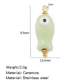 Keramik Fisch Anhänger DIY Schmuck Zubehör Charm mit Edelstahl Perlen und 2 Gramm Gewicht. - Fischform (HP0257G07)