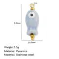 Keramik kleiner Fisch Perle Anhänger aus Edelstahl, perfektes DIY Schmuck Zubehör. - Fischform (HP0257G09)