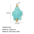 Keramik Schildkröte DIY Anhänger Charms mit Edelstahl für die Schmuckherstellung - Schildkrötenform (HP0257G16)