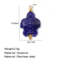 Blauer Keramik Fisch Anhänger DIY Schmuck Accessoires mit Edelstahl Perlen Größe 13.9mm - Schildkrötenform (HP0257G18)