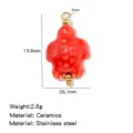 Roter Keramik Schildkröten Anhänger DIY Schmuck Zubehör mit Edelstahl Perlen und Öse. - Schildkrötenform (HP0257G19)