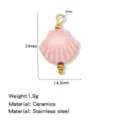 Rosa Keramik Muschel Anhänger 24mm mit Edelstahlöse für DIY Schmuckherstellung Basteln. - Muschelform (HP0257G20)