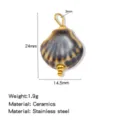 Keramik Muschel Anhänger Schmuckzubehör mit Edelstahlteilen, 24mm Größe, 1,9g Gewicht. - Schalenform (HP0257G25)