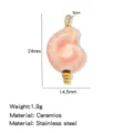 Rosa Keramik Muschel Fisch Anhänger DIY Schmuck Zubehör Edelstahl 24x14.5mm 1.9g - Schneckenform (HP0257G26)