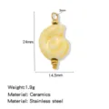 Keramik Muschel Anhänger DIY Schmuck Zubehör Edelstahl Charms 24x14.5mm leicht - Schalenform (HP0257G28)