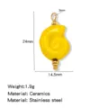 Gelbe Keramik Muschel Anhänger Perle für handgemachte DIY Schmuckherstellung, Armband und Kette. - Schneckenform (HP0257G29)