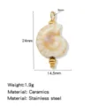 Keramik Muschel Anhänger mit Edelstahlelementen, 24x14.5mm DIY Schmuckzubehör Charm. - Schalenform (HP0257G30)