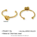 Acier inoxydable plaqué or cœur plateau ouvert bague vierge DIY bijou 6x6mm - Style Cœur 6mm (HR0010GJ23)