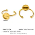 Bague réglable en acier inoxydable avec plateau plat de 8 mm, apprêt de bijouterie doré DIY. - Style Rond 8x8mm (HR0010GJ32)