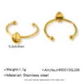 Bague ouverte dore en acier inoxydable avec monture en larme pour creation de bijoux DIY - Style Larme (HR0010GJ36)
