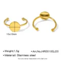 Anneau plat DIY en acier inoxydable doré 10x10mm base de bague réglable fabrication bijoux - Style Rond (HR0010GJ20)
