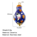 Handmade ceramic star moon pendant stainless steel DIY necklace jewelry accessory 33mm - Gourd Shape Star Moon Style (HP0255G03)