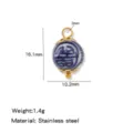 Ciondolo charm in acciaio inossidabile porcellana blu e bianca stile cinese 16.1x10.2mm - Doppia Felicità Tonda Piatta (HP0264G03) / Circa 16.1x10.2mm / Blu e Bianco (HP0264G03)