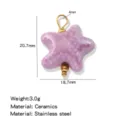Paarse keramische zeester hanger DIY sieraden accessoire met roestvrij staal 20.7mm - Paars