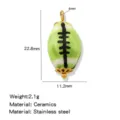 Hand-painted ceramic rugby loose bead DIY oval jewelry accessory for bracelet necklace making - Green