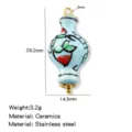 Handmade ceramic vase pendant with stainless steel fittings, blue floral DIY necklace jewelry. - Snuff Bottle Painted Floral Style (HP0255G05)