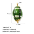 Ceramic rugby shape loose bead DIY oval jewelry accessory spacer bead for bracelet necklace - Dark Green