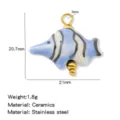Ceramic tropical fish pendant stainless steel DIY necklace bracelet jewelry accessory blue white - 1 Piece/Pack / Sapphire Blue