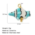 Ceramic tropical fish pendant, stainless steel parts, 21mm width, jewelry making DIY charm. - 1 Piece/Pack / Lake Blue