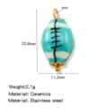 Handmade ceramic rugby bead DIY oval jewelry accessory spacer for bracelet necklace making. - Blue