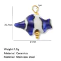 Ceramic Tropical Fish Pendant Stainless Steel DIY Jewelry Necklace Bracelet Accessory 21mm - 1 Piece/Pack / Dark Blue
