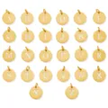 Gold stainless steel 26 alphabet letter cut-out round charm pendants for jewelry making DIY. - Full Set of 26 Letters
