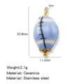 Ceramic rugby bead pendant stainless steel charm football jewelry DIY accessory size 22.8mm - Purple