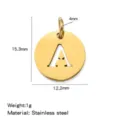 Stainless Steel 26 Letters Hollow Round Pendant DIY Gold Plated Charm Accessory - Hollow Letter A / Gold