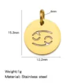 Cancer Zodiac Pendant Stainless Steel 18K Gold Plated Round Cutout DIY Jewelry Accessory - Hollow-out Pendants - Cancer