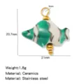 Ceramic tropical fish pendant stainless steel DIY jewelry charm accessory nice item. - 1 Piece/Pack / Orange