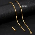 Gold 2mm Stick Chain Titanium Steel Necklace Variant for Men Minimalist Hip Hop Style - 2mm Width / Gold / 50cm