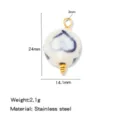 Ciondolo in acciaio inossidabile cuore blu e bianco ceramica stile cinese accessorio gioielli - Blu e Bianco (HP0264G11)